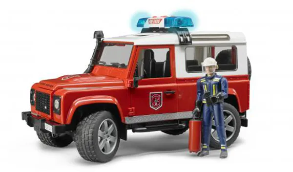 Bruder Land Rover Defender St.Wagon palokunnan ajoneuvo palomiehellä