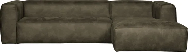 Bean, oikeanpuoleinen kulmasohva, armeijanvihreä, H73x175x305 cm, nahka