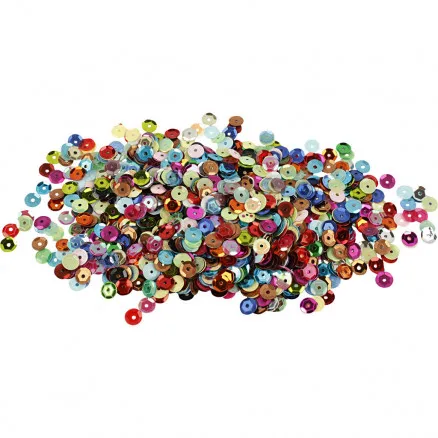 Paljetit, halkaisija 6 mm, pyöreät, 100g